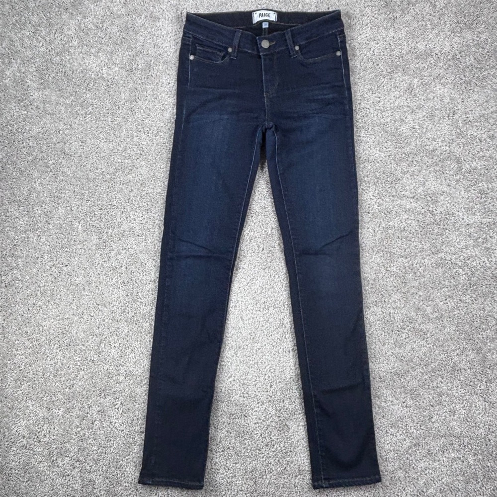 Paige Skyline Skinny Jeans Womens 26 Dark Indigo Mona Low Rise Stretch Denim‎
